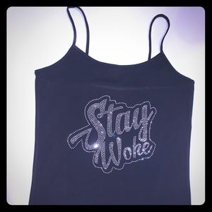 Bling black Say Woke tank New